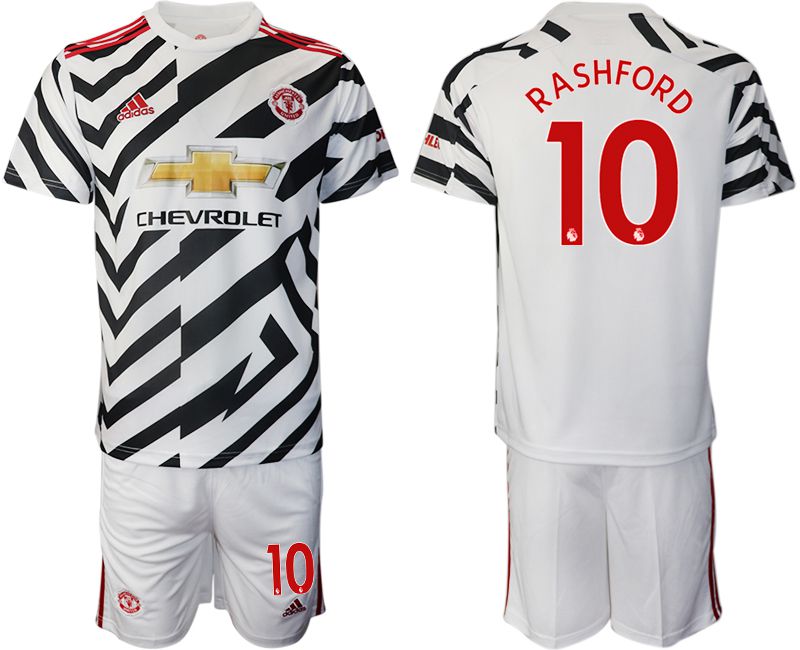 Men 2020-2021 club Manchester united away #10 white Soccer Jerseys1